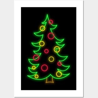 Neon Christmas Tree Posters and Art